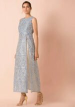 كورتا ماكسي كورتا مطرزة باللون الرمادي